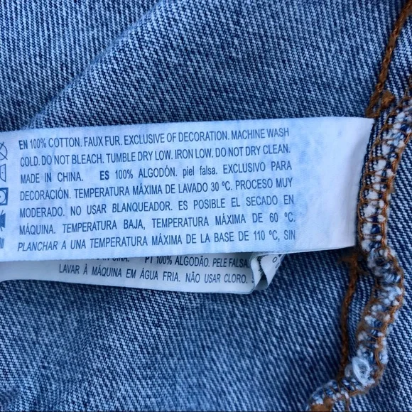 Forever 21 Jean Jacket Denim Coat Sherpa Collar Sz. Small - Picture 3 of 10